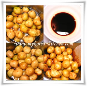 Algamja jorim cooking process