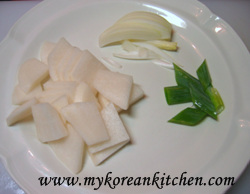 Fish cake soup vegetables