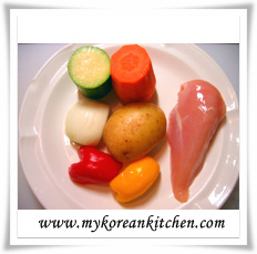 japanese curry ingredients before cutting