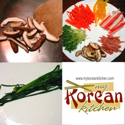 Cooked ingredients for radish wraps