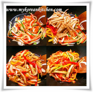 eomuk stir frying process