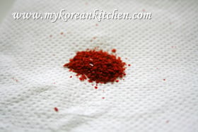 chili powder on the paper