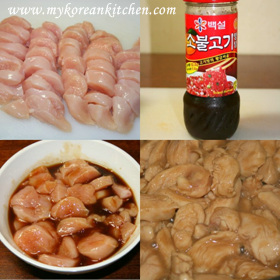 Marinating Chicken for bulgogi tortillas