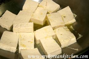 soy sauce boiled tofu panfrying tofu