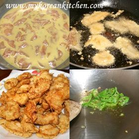 Deep Fried Chicken in Garlic Sauce (Ggan Pung Gi in Korean) cooking1