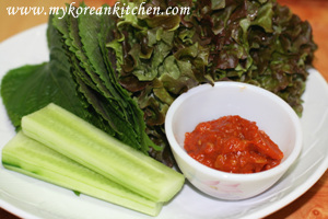 Pork Belly BBQ (Samgyeopsal Gui) lettuces