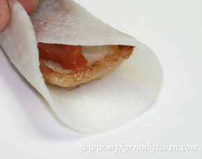 Pork Belly BBQ (Samgyeopsal Gui) wraped with radish