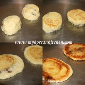 Sweet Pancake Mix (Hoddeok) cooking