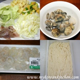 Ingredients for seafood Jajangmyun