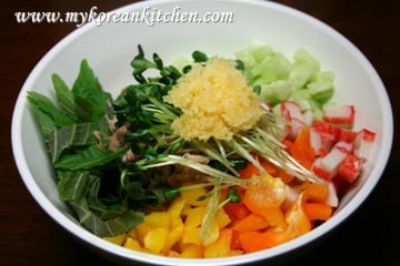 Vegetables and Flying Fish Roe on Rice | MyKoreanKitchen.com