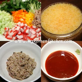 Flying fish roe rice ingredients