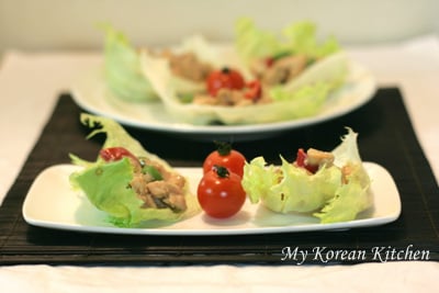 Chicken Lettuce Wraps | MyKoreanKitchen.com