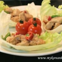 Asian chicken lettuce wraps | MyKoreanKitchen.com