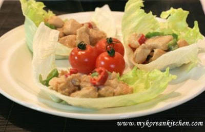Asian chicken lettuce wraps | MyKoreanKitchen.com