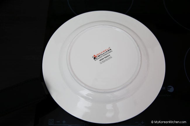 White plate facing upside down