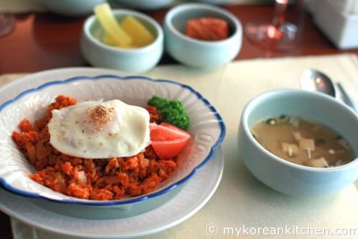 Kimchi fried rice from Matina restaurant (Incheon Airport, South Korea)