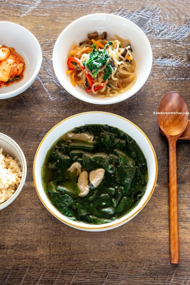 A bowl of Korean seaweed soup