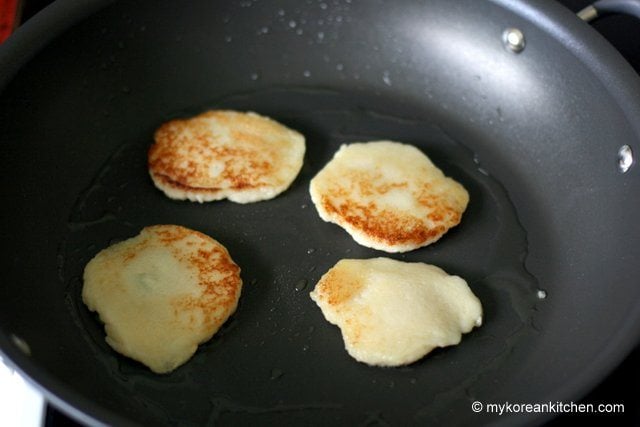 Korean Potato Pancakes (Gamja Jeon) in a pan 3