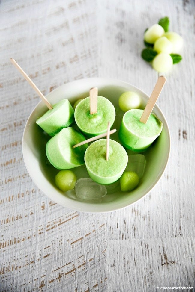 How to Make Melona Bar (Honeydew Melon Ice Pops) | MyKoreanKitchen.com