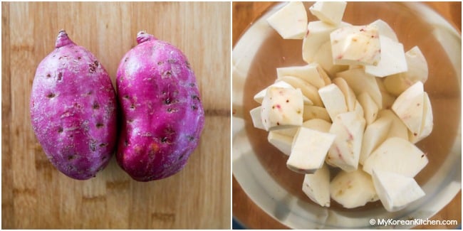 Korean Sweet Potatoes Soaked in Water