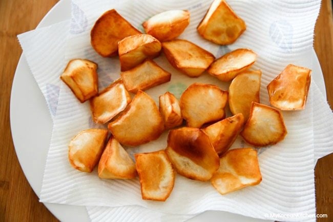 Resting Deep Fried Sweet Potatoes on Kitchen Paper