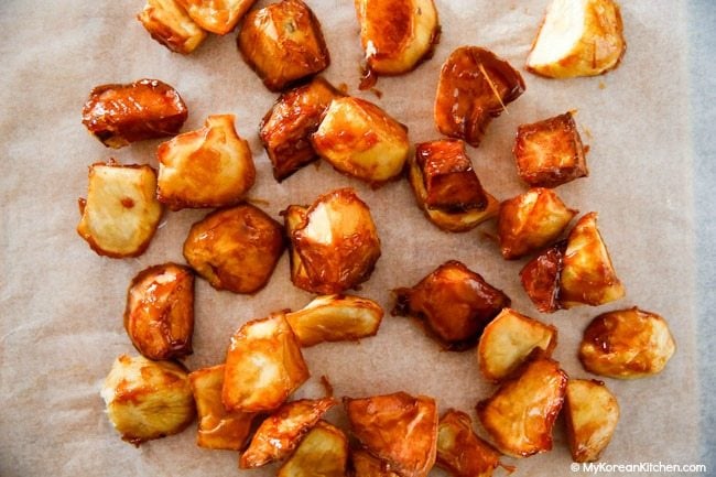 Candied Sweet Potatoes on a Baking Paper