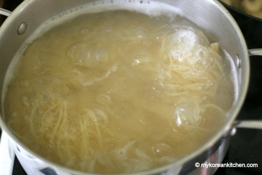 Kimchi Spaghetti with Bacon - My Korean Kitchen