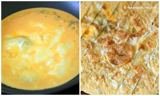 egg omelette for Inari roll (yubu kimbap)