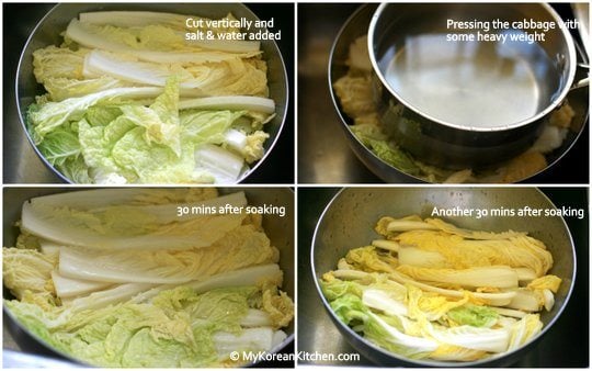 Preparing Napa cabbage for Kimchi