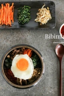 Bibimbap (Korean Mixed Rice with Meat and Assorted Vegetables)