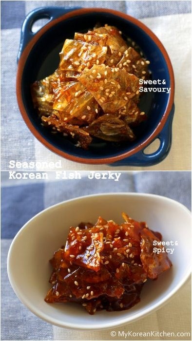 Seasoned Korean Fish Jerky (Jwipo Jorim) | MyKoreanKitchen.com