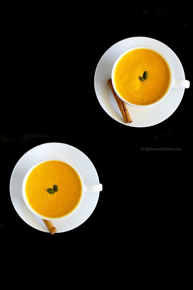 Korean Style Pumpkin Latte (No Coffee!) (Danhobak Latte) | MyKoreanKitchen.com