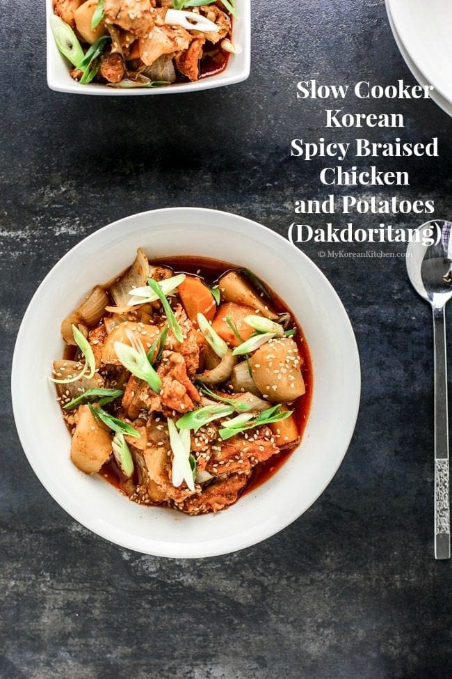 Slow Cooker Korean Spicy Braised Chicken and Potatoes (Dakdoritang) | MyKoreanKitchen.com