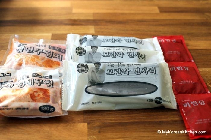 Component of Instant Spicy Korean Cold Noodles (Bibim Naengmyeon)