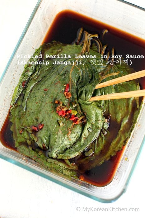 Korean Pickled Perilla Leaves (Kkaennip Jangajji) | MyKoreanKitchen.com