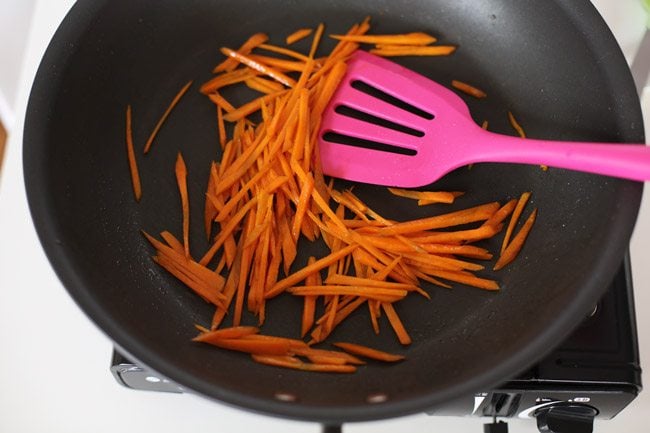 Pan frying carrots