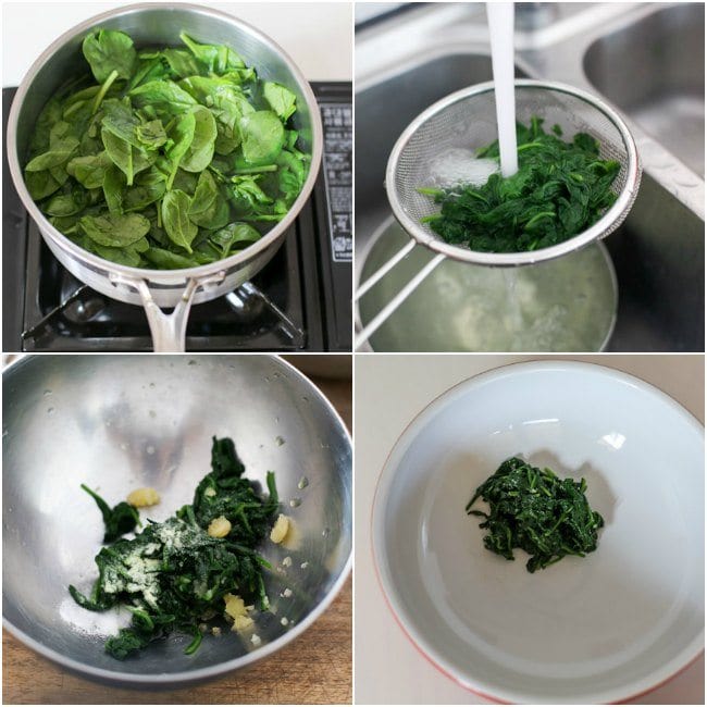 Cooking spinach for Japchae