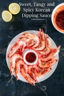 How to make sweet, tangy and spicy Korean dipping sauce (Cho-Gochujang or Chojang). This is most suitable for (raw or cooked) seafood and blanched broccoli. | MyKoreanKitchen.com