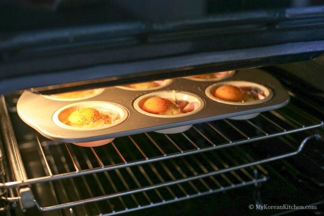 Muffin tray in the oven 