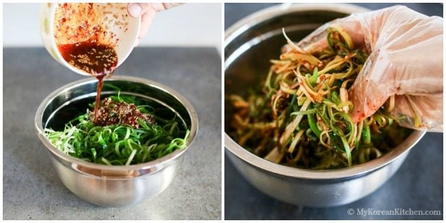 Korean Spicy Green Onion Salad | MyKoreanKitchen.com