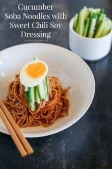 Cucumber Soba Noodles with Sweet Chili Soy Dressing. Delicious, light, refreshing and more-ish. A perfect summer dish. | MyKoreanKitchen.com