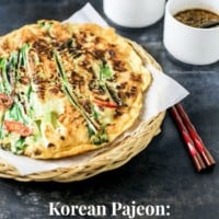 Haemul pajeon served on a wooden plate