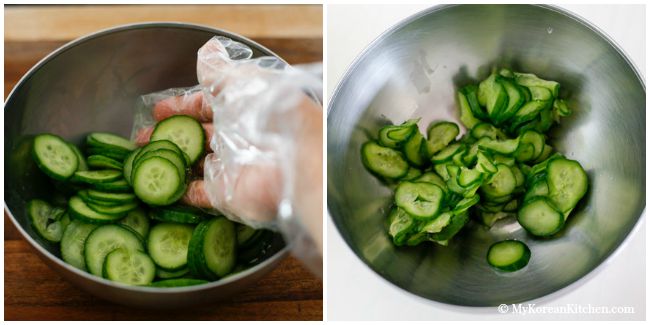 Sautéed Korean Cucumber Side Dish - Easy, simple, crunchy and delicious stir fried Korean cucumber salad | MyKoreanKitchen.com