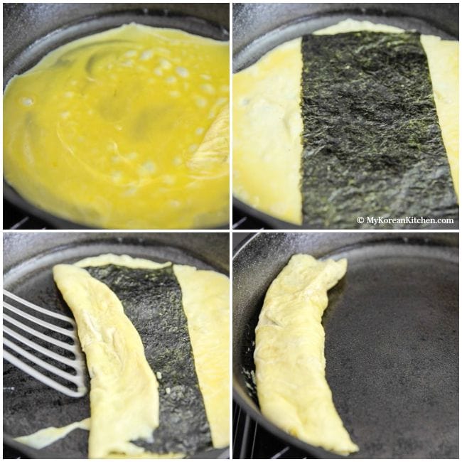 How to make Korean rolled seaweed and egg omelette - This is a simple but delicious Korean side dish! Perfect for a Korean lunch box. | Food24h.com