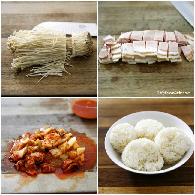 Kimchi fried rice ingredients | MyKoreanKitchen.com
