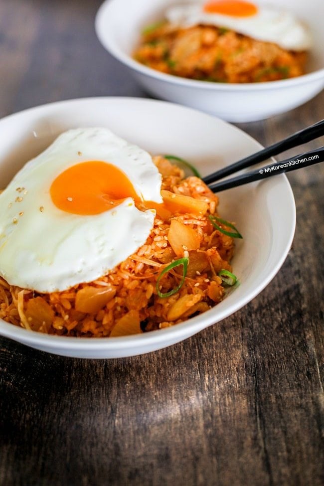 Kimchi fried rice with bacon | MyKoreanKitchen.com