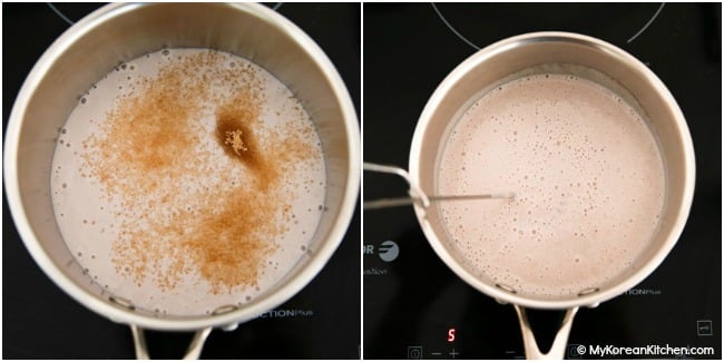 Boiling sweet potato latte