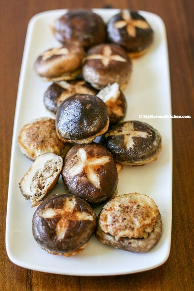 Protein Rich Stuffed Shiitake Mushrooms | MyKoreanKitchen.com