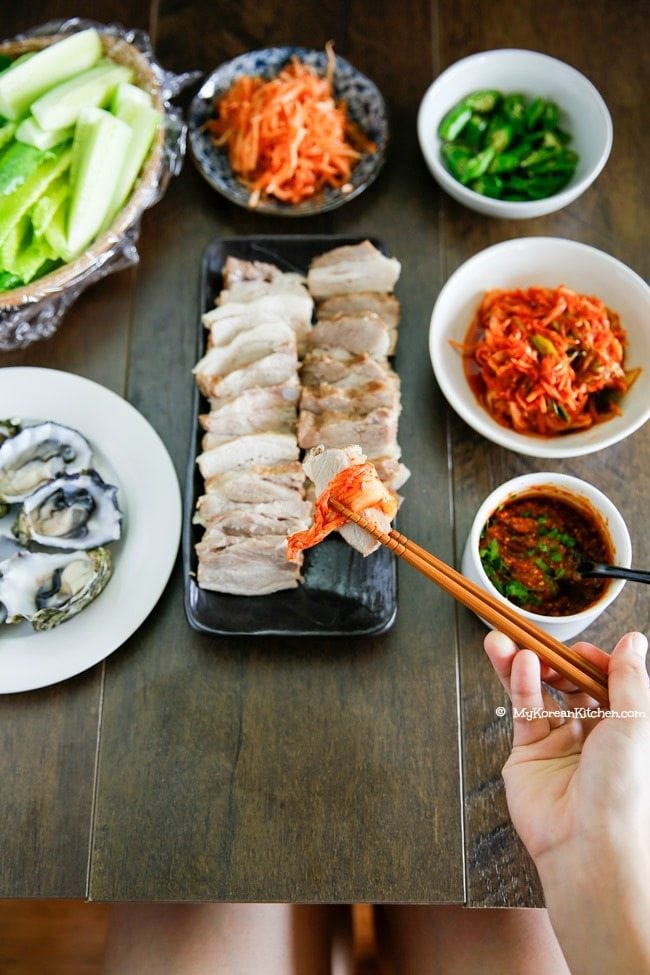 Apple Infused Korean Pork Wraps (Bossam) | MyKoreanKitchen.com