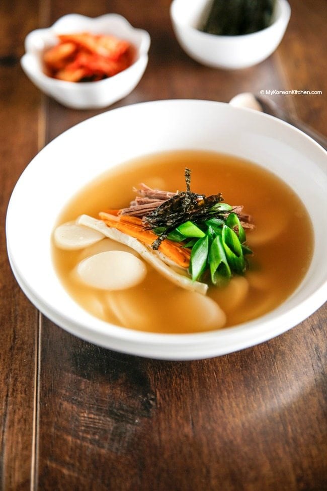 How to make authentic Korean rice cake soup. It's hearty and comforting. Just perfect for cold wintery days. On a side note, this is a must have food on Korean New Year's Day! | MyKoreanKitchen.com